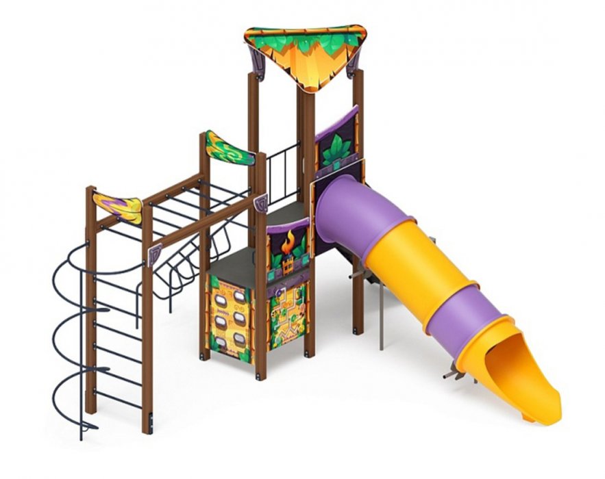 Детская игровая площадка Сокровища Монтесумы с горкой трубой